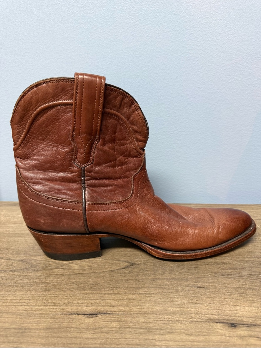 Tecovas Brown Leather Cowboy Boots - Classic Western Pull-On Women’s size 9 E - Picture 10 of 11